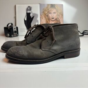 1901 Dark Brown-Gray Leather Chukka Boots Men’s 11 Minimal Classic